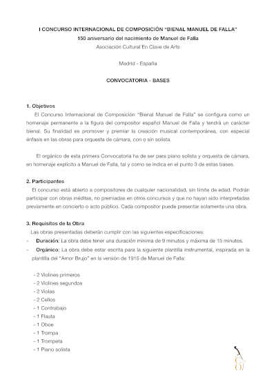 Creación del I Concurso Internacional de Composición “Bienal Manuel de Falla”