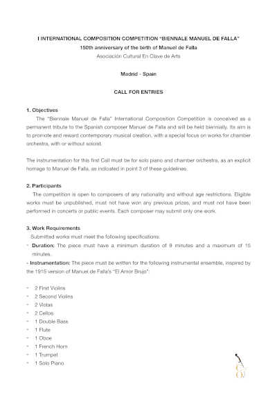 Creación del I Concurso Internacional de Composición “Bienal Manuel de Falla”