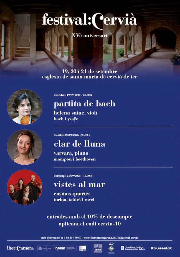 El Festival de Cervià celebra su 15.º aniversario con Helena Satué, Varvara y el Cuarteto Cosmos