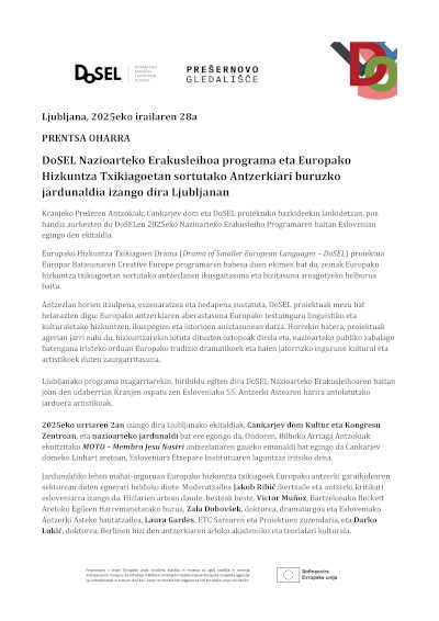 El Teatro Arriaga ofrece una función de su producción propia Moto-Membra Jesu Nostri, que viajará a Eslovenia