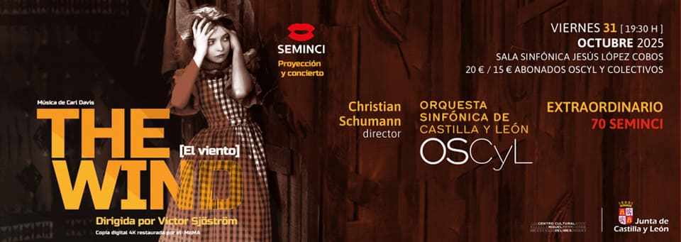 Centro Cultural Miguel Delibes acoge la proyección de «The Wind» de Sjöström, con música interpretada por la OSCyL