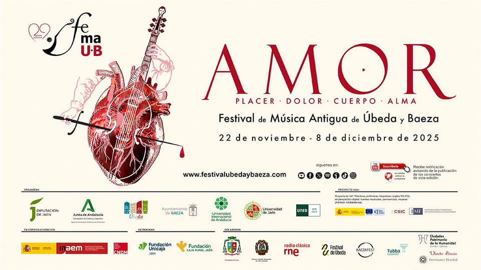 El Festival de Música Antigua de Úbeda y Baeza regresa con su 29ª edición dedicada al amor en todas sus formas
