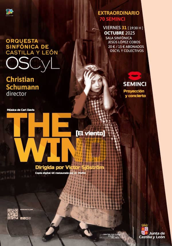 Centro Cultural Miguel Delibes acoge la proyección de «The Wind» de Sjöström, con música interpretada por la OSCyL