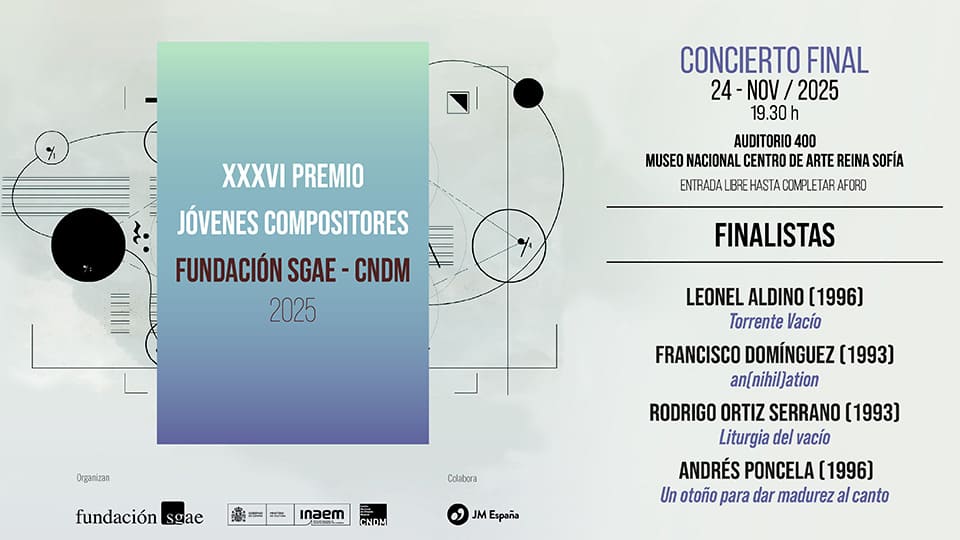 La Fundación SGAE y el CNDM anuncian los finalistas al 36ª Premio Jóvenes Compositores 2025