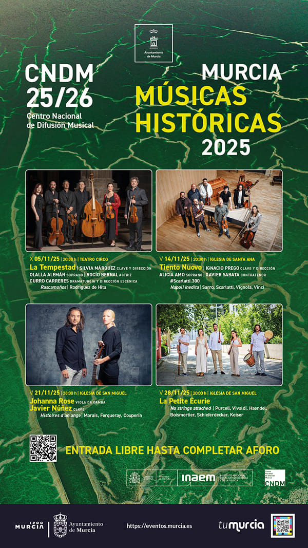 El CNDM y el Ayuntamiento de Murcia promueven la primera edición del ciclo «Músicas Históricas»
