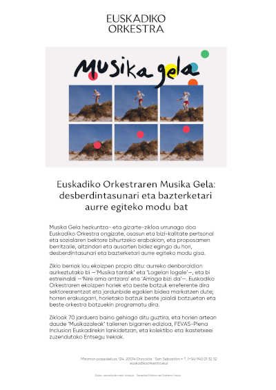 Musika Gela de Euskadiko Orkestra: una forma de combatir la desigualdad y la exclusión