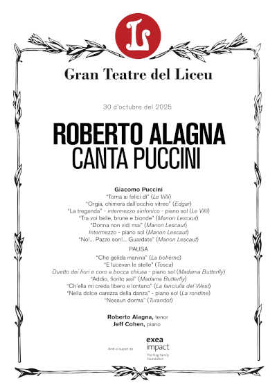 Roberto Alagna regresa al Liceu con un recital singular dedicado íntegramente a Puccini