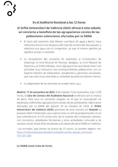 Concierto del Orfeó Universitari de València a beneficio de las corales afectadas por la DANA