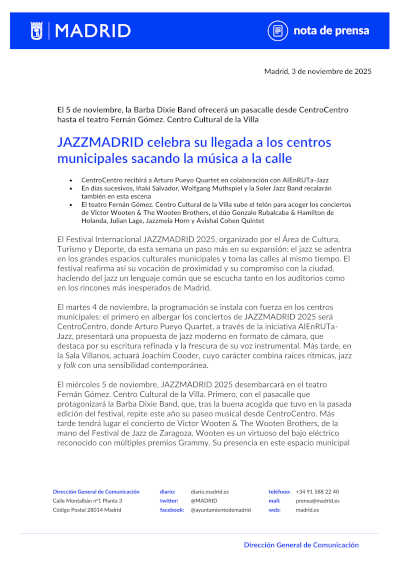 JAZZMADRID celebra su llegada a los centros municipales sacando la música a la calle