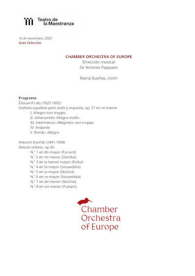 La Chamber Orchestra of Europe con la batuta de Sir Antonio Pappano y María Dueñas como solista en el Teatro de la Maestranza
