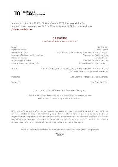 «La niña que salvará nuestro mundo» llega al Teatro de la Maestranza para emocionar a las jóvenes audiencias