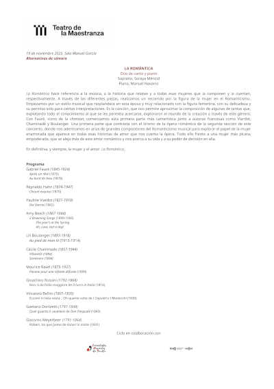 Alternativas de Cámara en el Teatro de la Maestranza: Nuevas voces para nuevos universos musicales