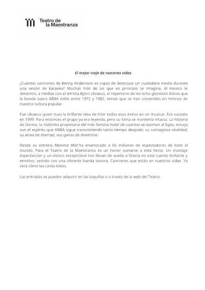 Mamma Mia! El Musical, propone el mejor viaje de nuestras vidas en el Teatro de la Maestranza