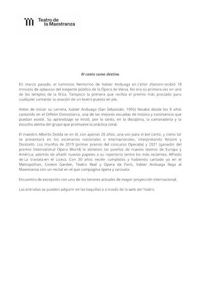 Recital de Xabier Anduaga: ópera y zarzuela en una voz excepcional, en el Teatro de la Maestranza
