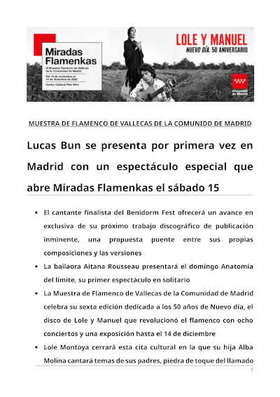Lucas Bun se presenta por primera vez en Madrid con un espectáculo especial que abre Miradas Flamenkas