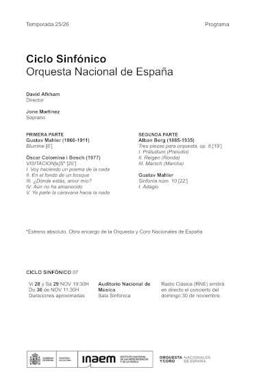 David Afkham estrena con la Orquesta Nacional de España VISITACION[e]S, de Òscar Colomina i Bosch, junto a obras de Mahler y Berg