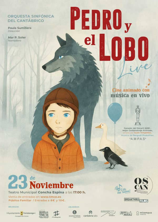 La OSCAN presenta «Pedro y el Lobo Live» en el Teatro Concha Espina de Torrelavega