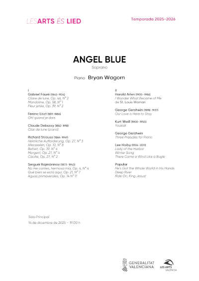 Angel Blue: del Lied tardorromántico al jazz, musical y espirituales afroamericanos en Les Arts
