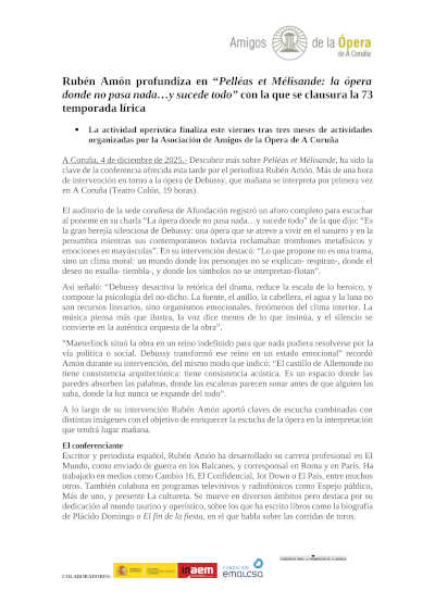 Rubén Amón analiza «Pelléas et Mélisande: la ópera donde no pasa nada…y sucede todo”