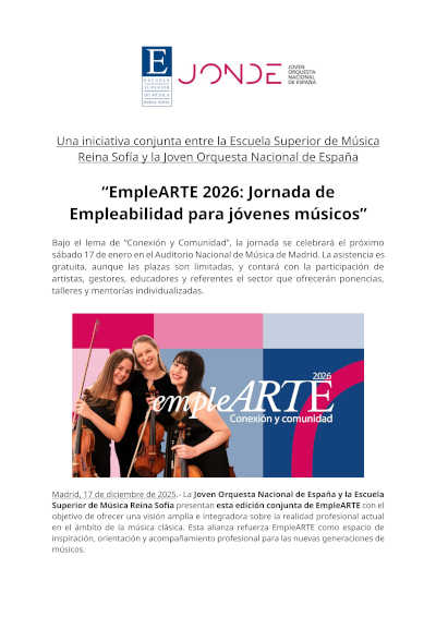 EmpleARTE 2026: Jornada de Empleabilidad para jóvenes músicos