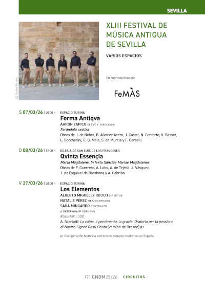 El Centro Nacional de Difusión Musical presenta la 43ª edición del FeMÀS junto al ayuntamiento de Sevilla