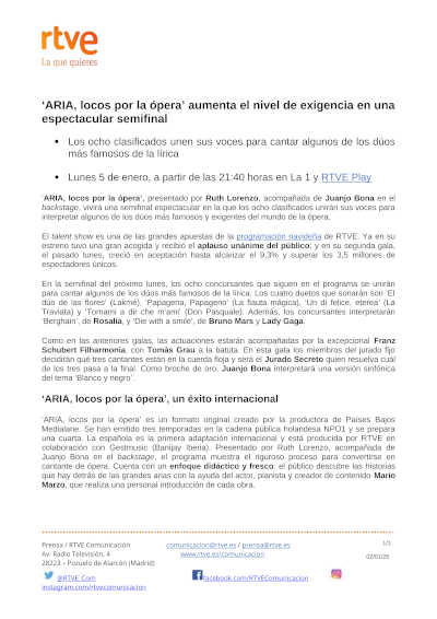 «ARIA, locos por la ópera» aumenta el nivel de exigencia en una espectacular semifinal