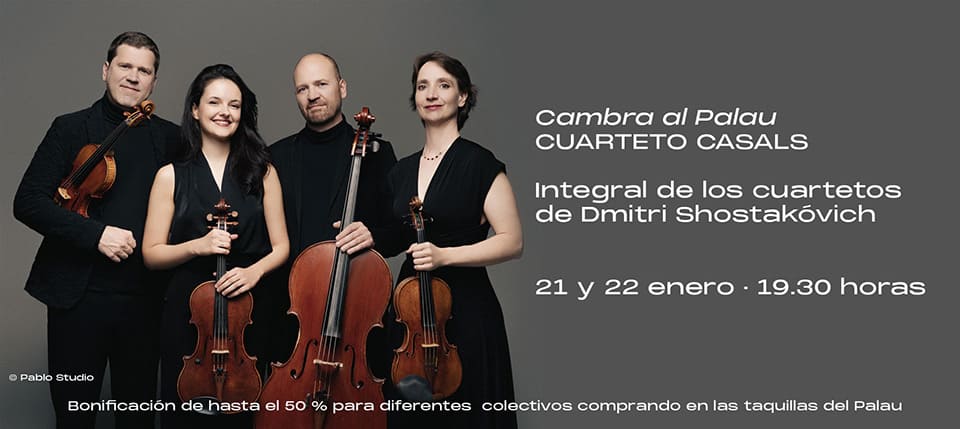 La integral de los cuartetos de Shostakóvich vuelve al Palau de la Música de la mano del Cuarteto Casals