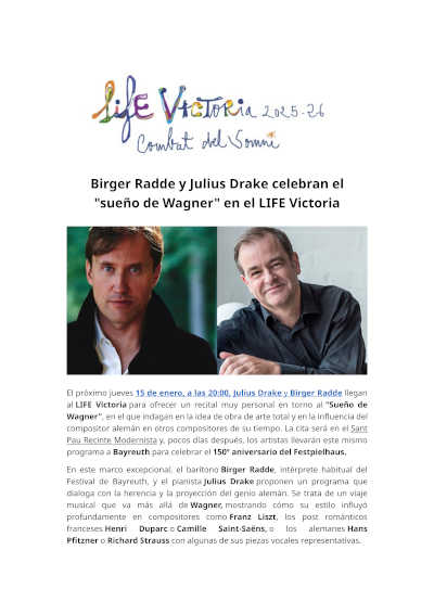 Birger Radde y Julius Drake celebran el «sueño de Wagner» en el LIFE Victoria