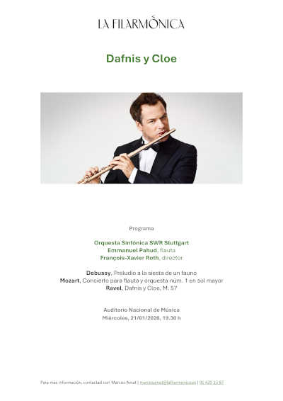 Dafnis y Cloe: la Sinfónica SWR Stuttgart regresa al Auditorio Nacional con François-Xavier Roth y Emmanuel Pahud