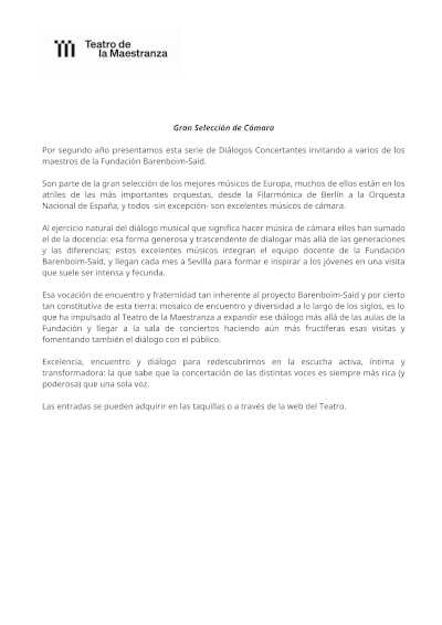 Joaquín Riquelme y Enrique Bagaría protagonizan un nuevo Diálogo Concertante en la Sala Manuel García del Maestranza
