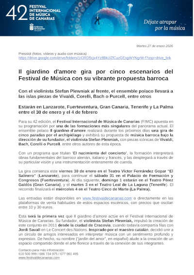 Il giardino d’amore gira por cinco escenarios del Festival de Música con su vibrante propuesta barroca
