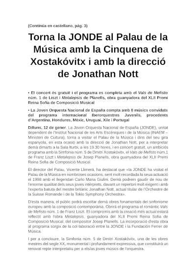 Vuelve la JONDE al Palau de la Música con la Quinta de Shostakóvich y bajo la dirección de Jonathan Nott