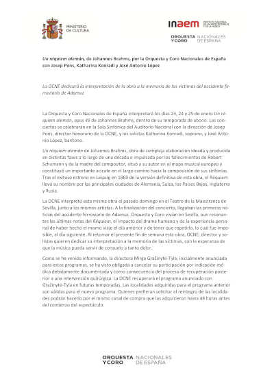 Un réquiem alemán, de Johannes Brahms, por la Orquesta y Coro Nacionales de España con Josep Pons