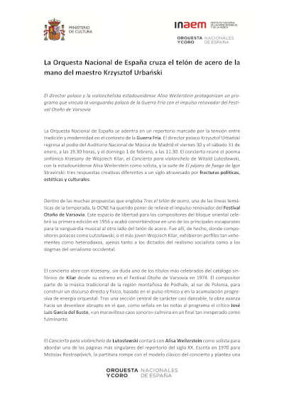La Orquesta Nacional de España cruza el telón de acero de la mano del maestro Krzysztof Urbański