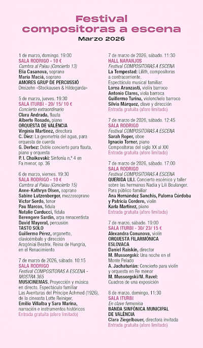 El Palau de la Música celebra el 8M con conciertos de cámara, sinfónicos y actividades familiares