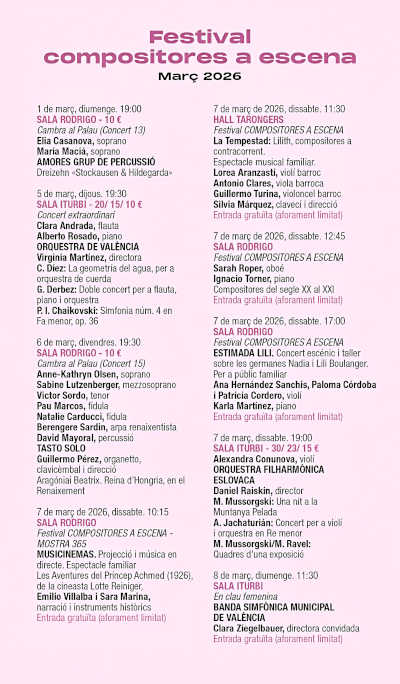 El Palau de la Música celebra el 8M con conciertos de cámara, sinfónicos y actividades familiares