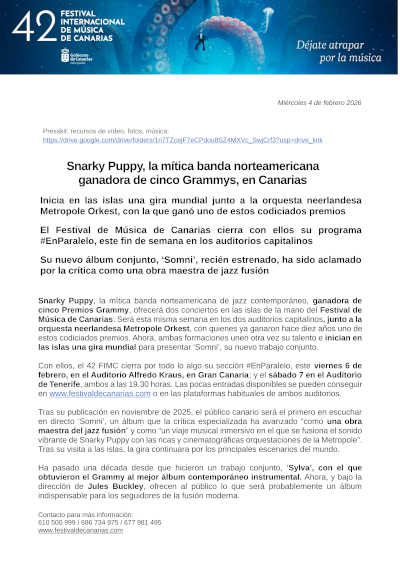 Snarky Puppy, la mítica banda norteamericana ganadora de cinco Grammys, en Canarias