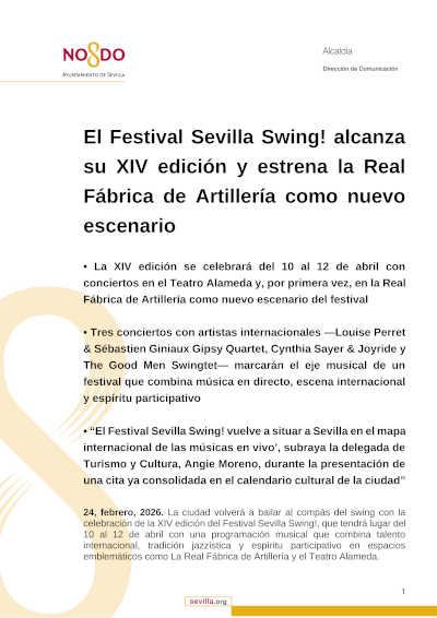 El Festival Sevilla Swing! alcanza su XIV edición y estrena la Real Fábrica de Artillería como nuevo escenario