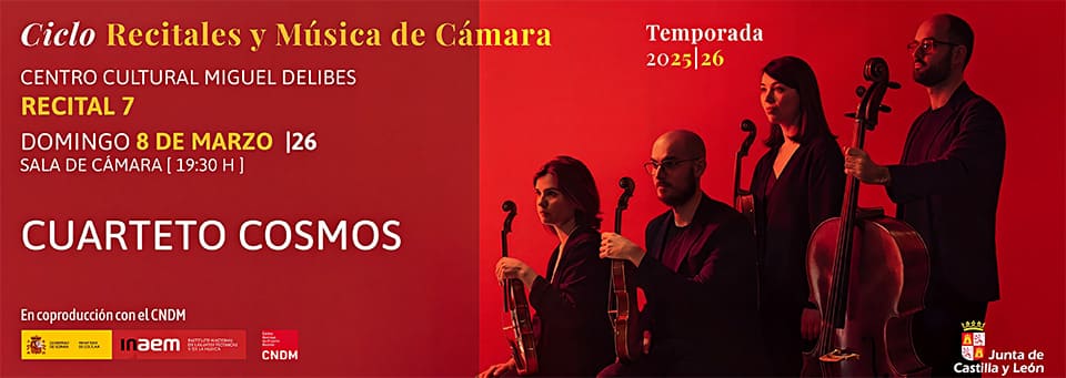 El Centro Cultural Miguel Delibes acoge al Cuarteto Cosmos dentro del Ciclo de Recitales y Música de Cámara