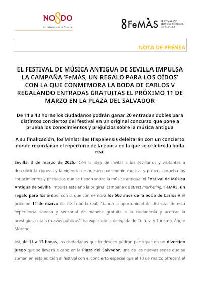 EL FeMÀS impulsa la campaña «Un regalo para los oídos» repartiendo entradas gratuitas