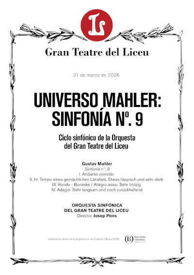 Josep Pons ofrece la Sinfonía nº 9 de Mahler en el Gran Teatre del Liceu en la fase final del «Universo Mahler»