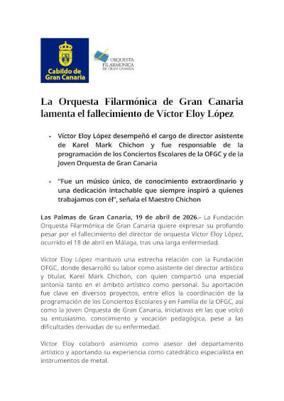 Fallece el director de orquesta Víctor Eloy López, figura vinculada a la Filarmónica de Gran Canaria