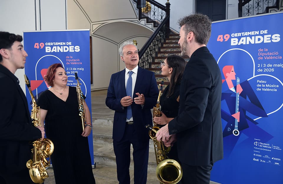 La Diputació de València presenta el 49º Certamen de Bandas con participación masiva en el Palau de la Música