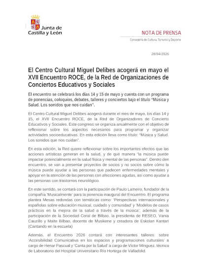 El Centro Cultural Miguel Delibes acogerá en mayo el XVII Encuentro ROCE