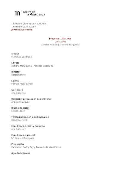 Más de 1.500 jóvenes llevan Oliver Twist al escenario en el Proyecto LUNA del Teatro de la Maestranza