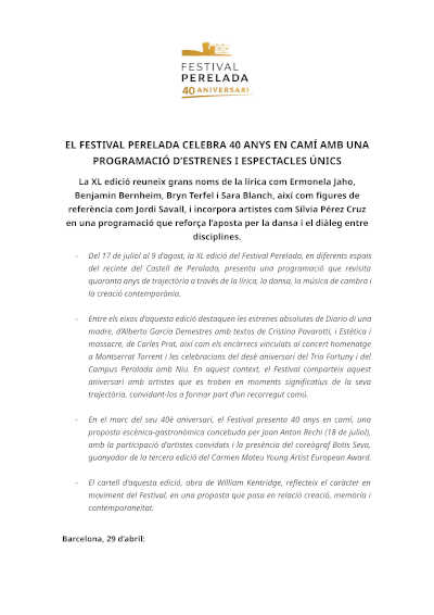 El Festival Peralada celebra 40 años con una edición marcada por estrenos, grandes voces y apertura a nuevos lenguajes
