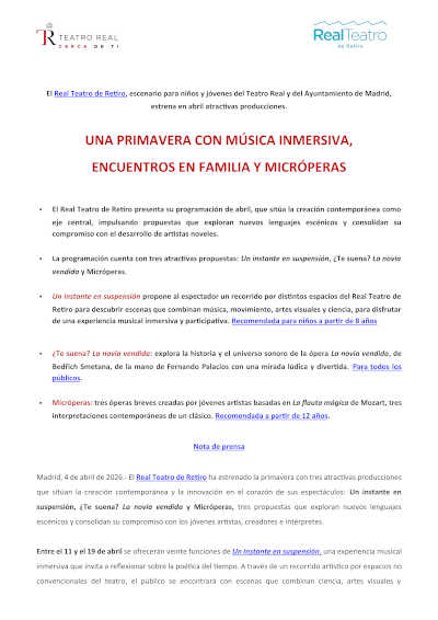 El Real Teatro de Retiro apuesta por la experiencia inmersiva y la ópera en pequeño formato esta primavera