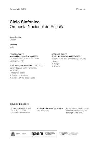 La Orquesta Nacional de España estrena la suite sinfónica de «La Regenta» de Marisa Manchado Torres La Orquesta Nacional de España estrena la suite sinfónica de «La Regenta» de Marisa Manchado Torres