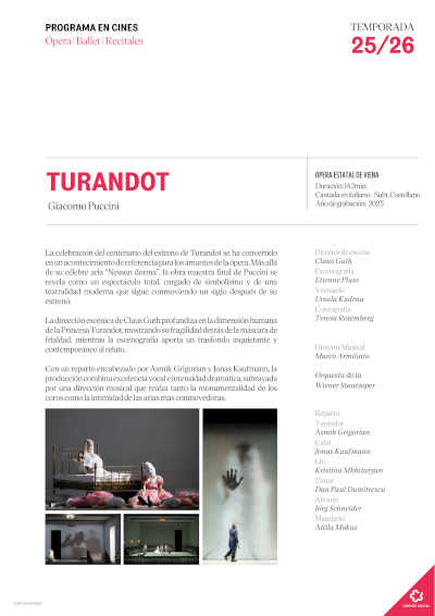 Turandot en producción de la Ópera Estatal de Viena con Jonas Kaufmann y Asmik Grigorian llega a los cines