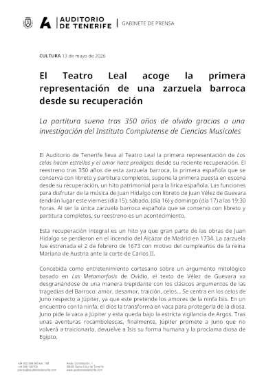 Los celos hacen estrellas y el amor hace prodigios: primera representación de una zarzuela barroca desde su recuperación Los celos hacen estrellas y el amor hace prodigios: primera representación de una zarzuela barroca desde su recuperación